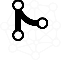 two routes merging and the logo behind